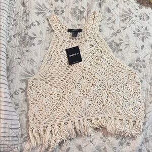 Forever 21 Cream Crochet Tank Top